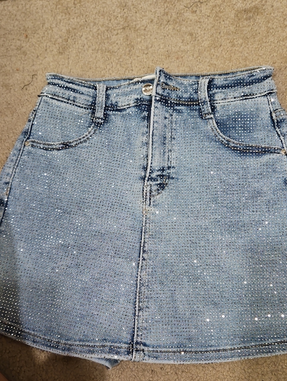 Women's Light Blue Denim Skirt with Sparkle